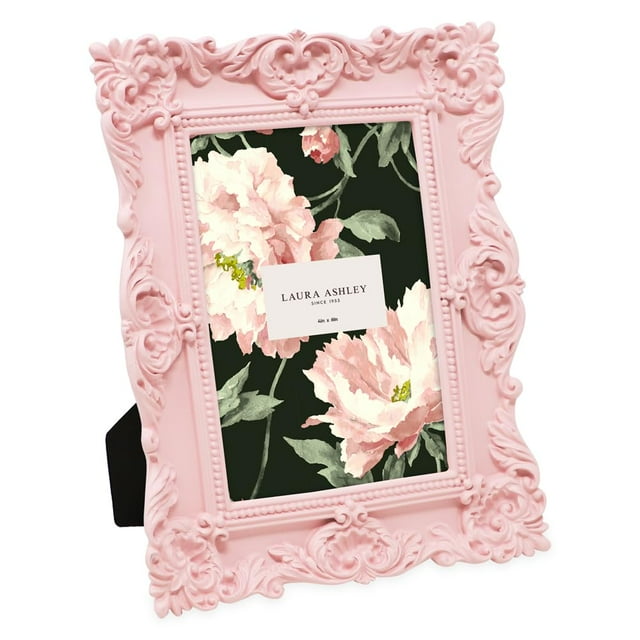 Marco de fotos Laura Ashley rosa adornado de resina texturizada 4x6