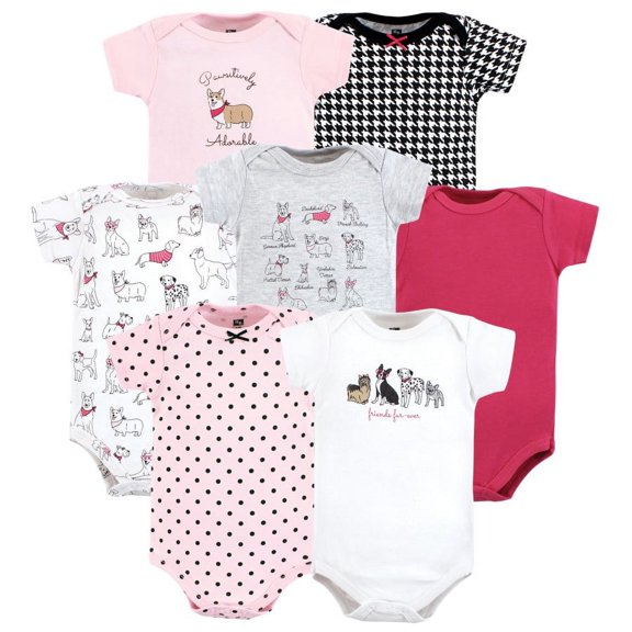 Hudson Baby Infant Girl Cotton Bodysuits, Girl Dogs, 0-3 Months