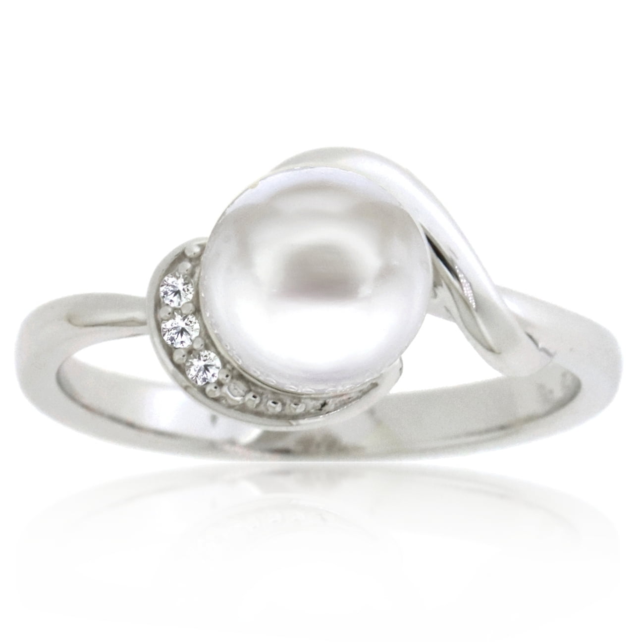 Large genuine freshwater pearl and sterling silver ring modern spiral rings natural pearl woman's ring wedding jewelry silver swirl ring
