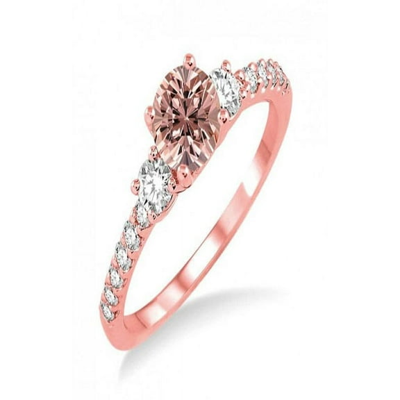 Sale 1.25 Carat Round cut Morganite and Diamond Engagement Ring for Women in 10k Rose Gold