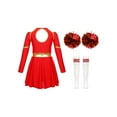 thumbnail image 6 of iiniim Kids Girls Cheerleading Fancy Dress Outfits with Pompoms Socks Musical Party Performance Dacewear A Red 16, 6 of 7