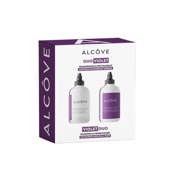 Alcôve - Violet Shampoo & Conditioner Duo - Blonde and Colored Hair - Sulfate-Free - Neutralize Yellow and Brassy Tones - Evening Primrose Oil - Mango Extract - A