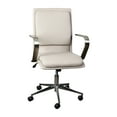 thumbnail image 2 of Emma + Oliver Modern Taupe Faux Leather Upholstered Mid-Back Home Office Chair with Arms and 5 Star Brushed Chrome Base, 2 of 12
