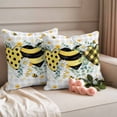 thumbnail image 2 of Bees Loves Pillow Covers 2 Pack Vintage Country Yellow Bee Plaid Dot Love Floral Grey Plaid Pillowcase Waterproof Outdoor Throw Pillow Cover for Patio Garden Square Cushion 26”x26”, 2 of 9