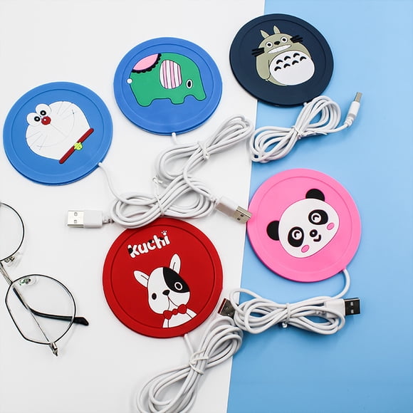 Juego de 5 piezas para calentar tazas con USB, que incluye cable USB, plato eléctrico para tazas, posavasos, calentador de té, almohadilla para café para uso doméstico y posavasos aislantes de silicon
