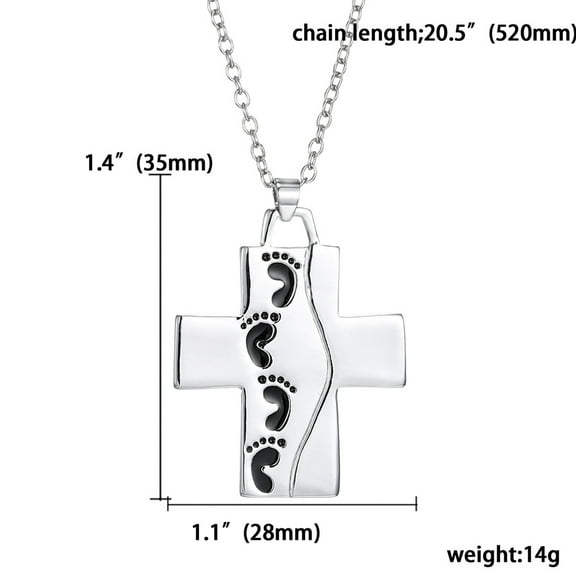 Raindrops Silver Alloy Cross Pendant Necklace with Engraved Message for Men and Women 1 Piece