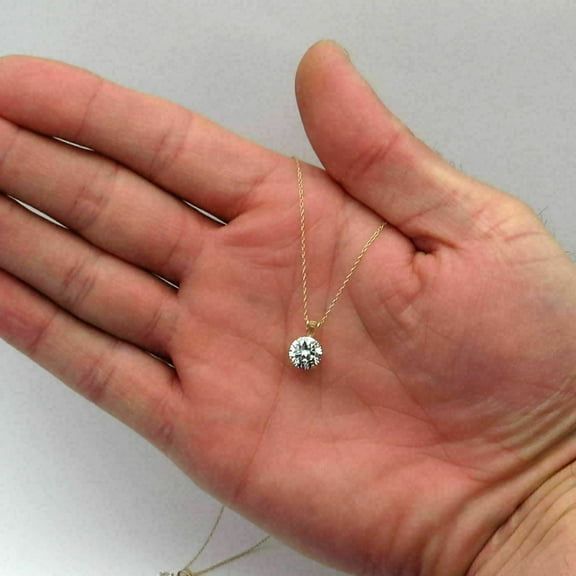 1CT Round Cut Lab-Created Diamond 14K Yellow Gold Plated Solitaire Pendant