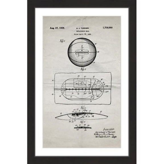 "Basketball 1925 Old Paper" Framed Painting Art Print, 12" x 1.5"