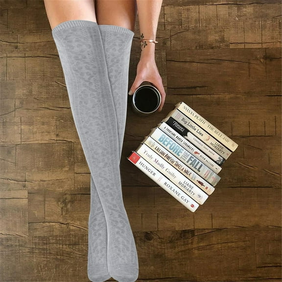 Bramtres Socks for Women,Knee High Stockings Girls Ladies Women Keep Warm Thigh High Over The Knee Socks Long Cotton Stockings Lace Knit Warm Stockings Long Socks,Scrunch Socks Grey