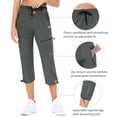 thumbnail image 4 of Baleaf Women's Hiking Cargo Capris Outdoor Lightweight Water Resistant Pants UPF 50 Zipper Pockets Steel Gray Size L, 4 of 7