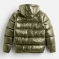 thumbnail image 4 of Men's Hooded Cotton-Padded Jacket - Solid Color Thickened Warm Loose Coat with Big Pockets, Long-Sleeve Bread Jacket, Dark Green, XXL, 4 of 6