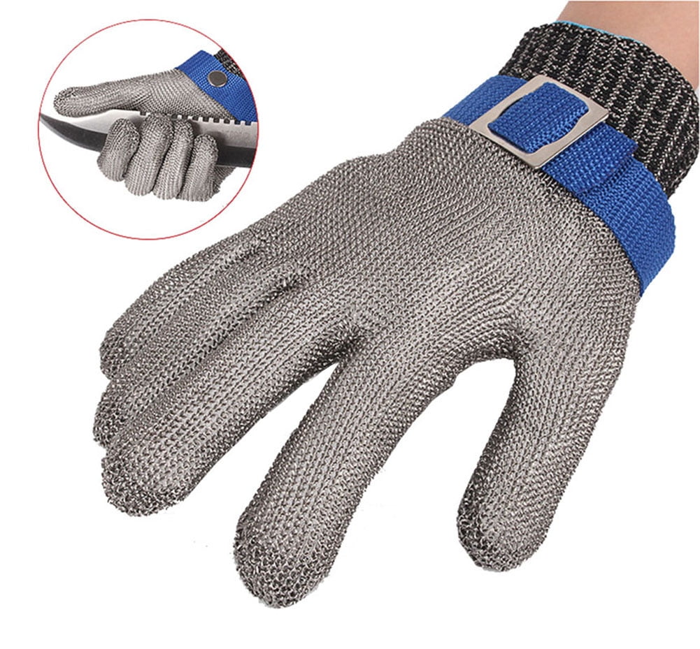 ThreeH Work Gloves Cut Resistant Stainless Steel 316L Wire Gloves Level 5 Protection for Kitchen Butcher Working GL09 S One Piece 