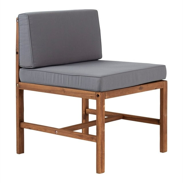 Walker Edison Chaise d'Extérieur Modulaire Acacia Sans Bras en Marron