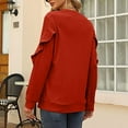 thumbnail image 2 of XFLWAM Women Crewneck Sweatshirts Long Sleeve Casual Tops with Ruffle Sleeve Tunics Shirts Red M, 2 of 8