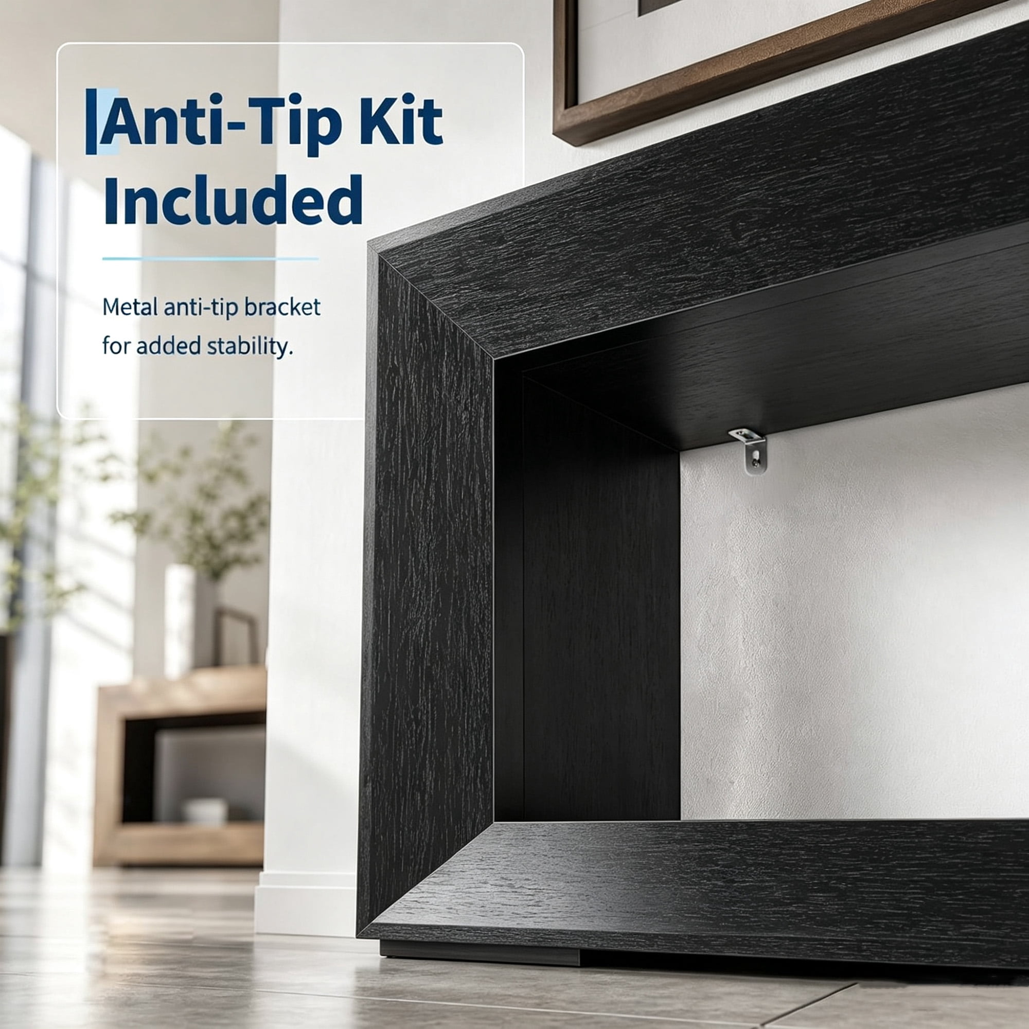 47" 2-Tier Farmhouse Console Table with Charging Station, Entryway Sofa Table with Outlets and USB Ports for Living Room, Behind Couch Narrow Hallway Table, Black