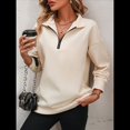 thumbnail image 4 of Sudaderas de Gran Tamaño para Mujer, Suéteres de Otoño, Sudaderas con Capucha de Moda, Jersey con Media Cremallera, Camisas de Larga, Ropa Albaricoque M, 4 of 10
