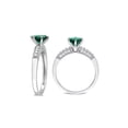thumbnail image 3 of 1.00 Carat (Ctw) Lab-Created Emerald Ring in 10K White Gold with Diamonds for Women, 3 of 6