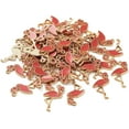 thumbnail image 1 of 10 colgantes de flamenco de aleación esmaltada, color oro claro, colgante con forma de flamenco, colgante decorativo en rojo violeta pálido, 1 of 4