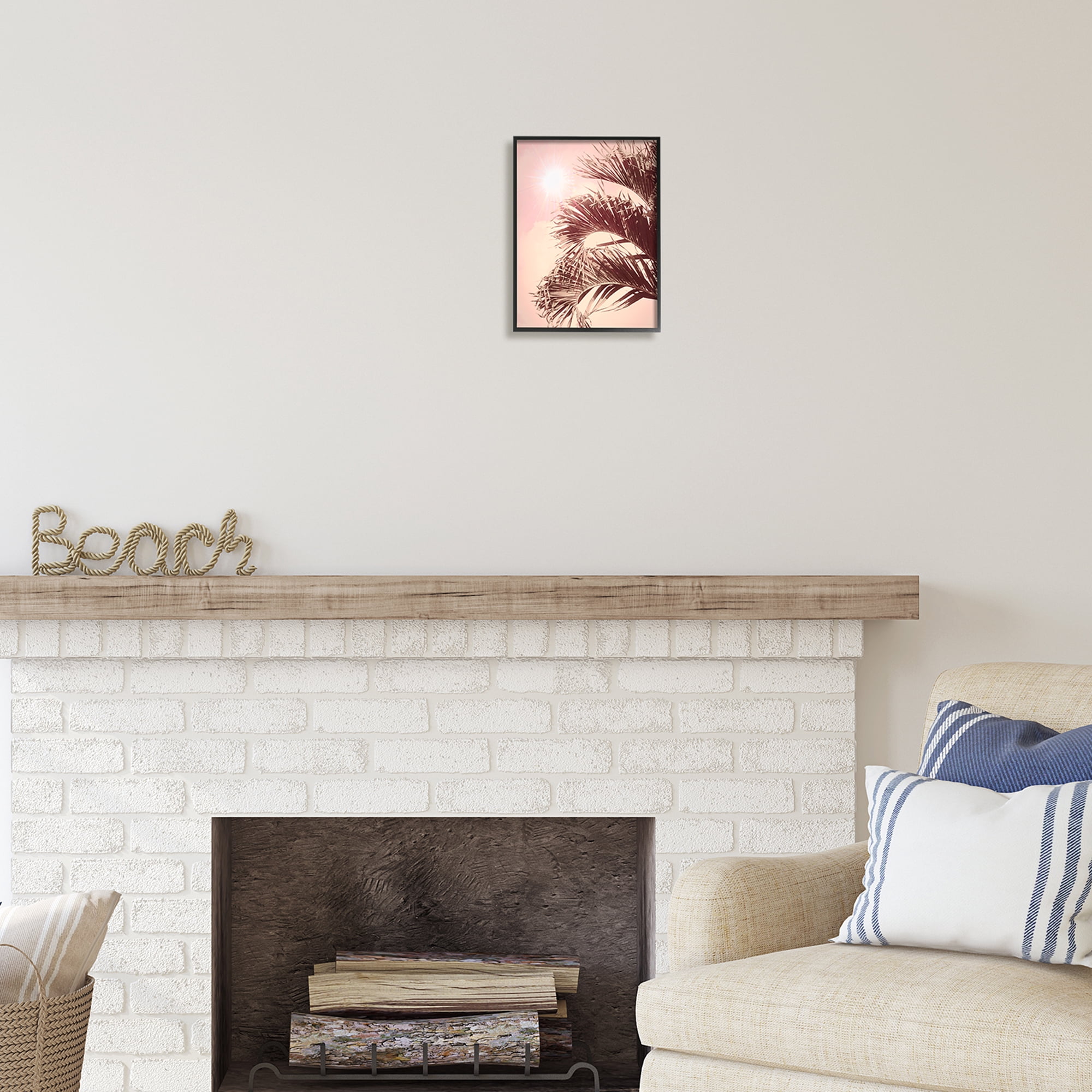 Stupell Industries Pink Sunlit Palm Fronds Botanical & Floral Photography Black Framed Art Print Wall Art, 11 x 14