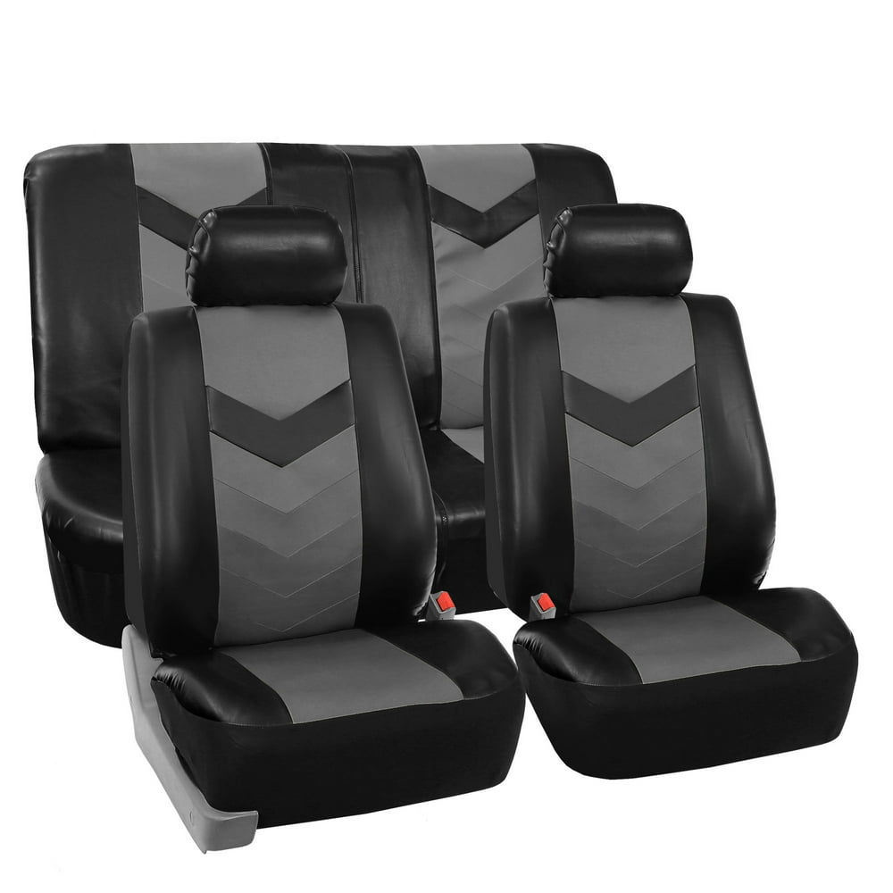 FH Group Faux Leather Synthetic Leather Auto Seat Cover, 2 Headrests