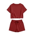 thumbnail image 6 of Dagugfen Womens Athletic Sets Crew Neck Short Sleeve Tees Drawstring Elastic Waist Shorts with Pockets Breathable Outdoor Workout Running Sets, 6 of 6