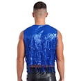 thumbnail image 4 of vastwit Mens Sparkly Sequin Fringe Vest Open Front Waistcoat Sleeveless Jackets Cardigan Royal Blue XXL, 4 of 7