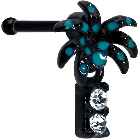 Body Candy 20G Black PVD Stainless Steel Nose Ring Palm Tree Dangle Nose Stud Nose Bone 1/4