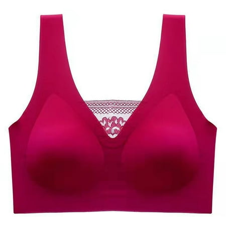 

DeHolifer Women Daliy Bras Smoothing Wirefree Bralette Seamless Comfortable Soft No Underwire Bras Wine L