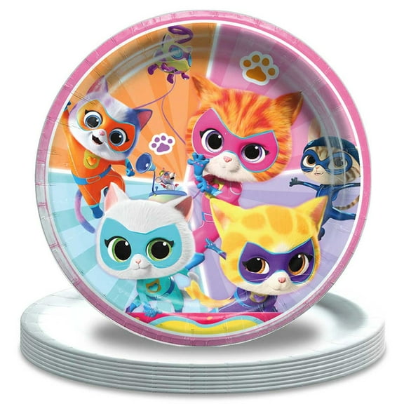 Super Kitties Pirates Plates Party Supplies Birthday Dinnerware Decorations Tableware Disposable 16pcs