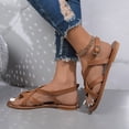 thumbnail image 4 of Rokment Strappy Flip Flop Flat Sandals for Women Fashion Casual Leather Low Heels Fisherman Walking Dress Sandals Beach Summer Footwear Brown Size 7, 4 of 8