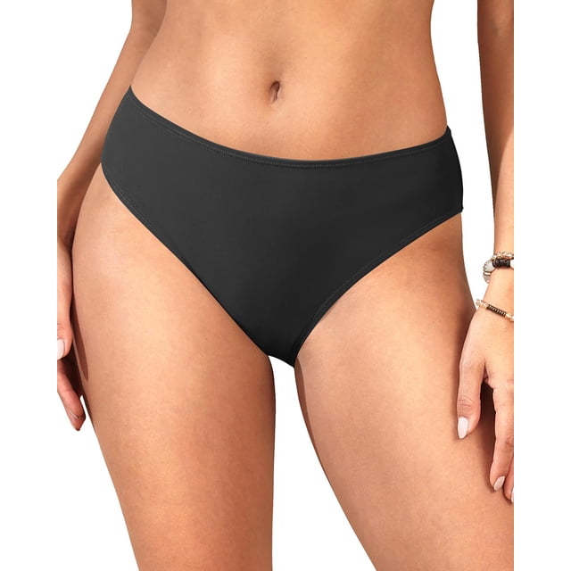 Braguitas de bikini Zmart para mujer, cobertura total, color negro, talla L