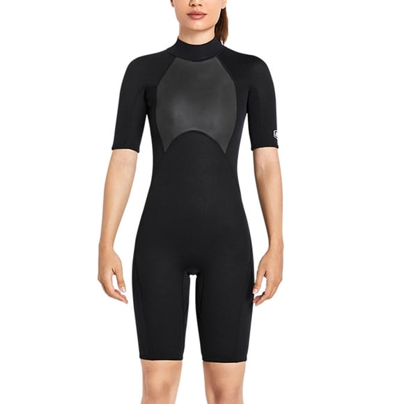 Wosthever Traje de buceo Trajes de baño estilo manga corta Reducen la resistencia al agua Traje de neopreno Deportes acuáticos Mujer Negro L