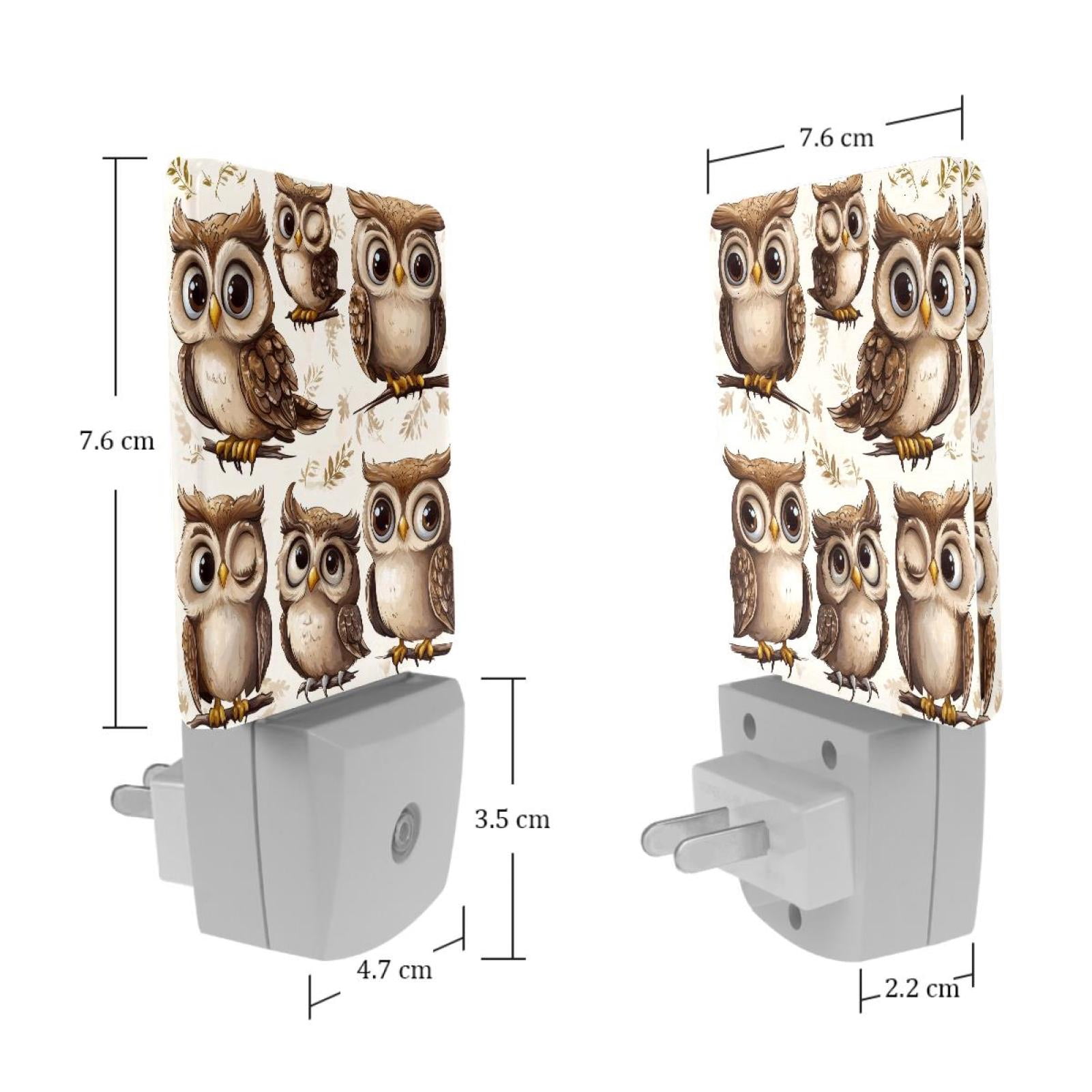 PhooArto Cartoon Owls Patterns Plug in LED Night Light Auto Sensor Dusk to Dawn Decorative Night for Bedroom, Bathroom, Kitchen, Hallway, Stairs, Baby's Room, Energy Saving