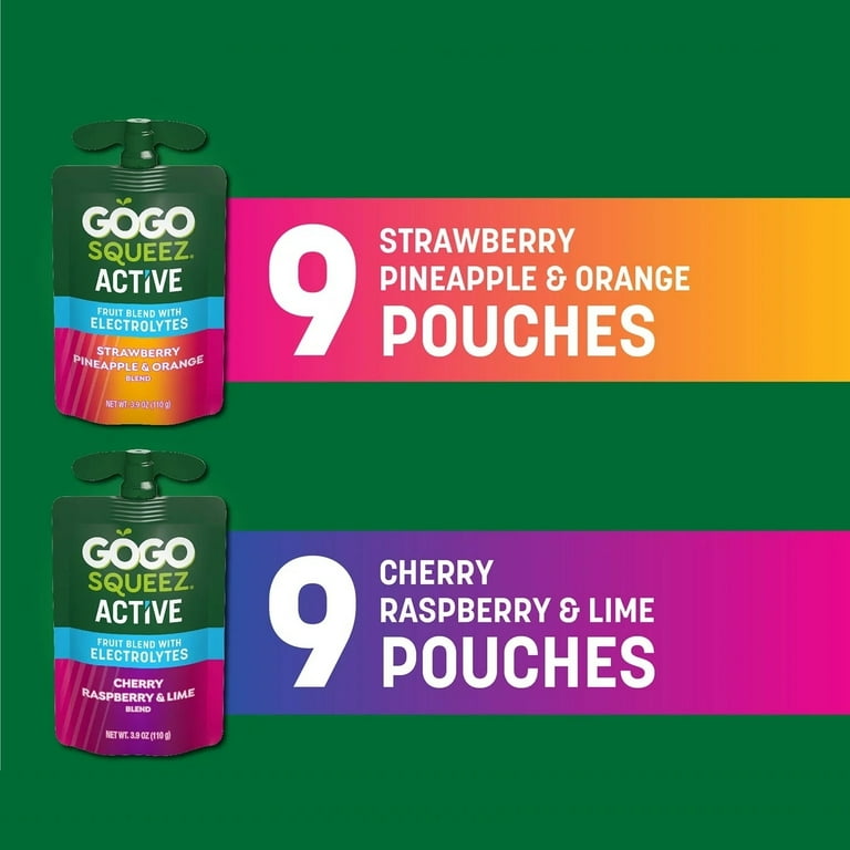 GoGo squeeZ Active Fruit Blend w/ Electrolytes, Strawberry Flavor
