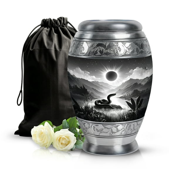 SABURIAL Snake Memorial Ashes For Adult - Urn For Ashes For Women & Man - 10 Inch - Large With Velvet Bag - Funeral Decorative Urn For Burial - Adult Cremation Urns For Human - Burial Urns