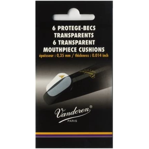 Vandoren Mouthpiece Cushions; Clear; Thin; 0.35mm/.014"; Pack of 6