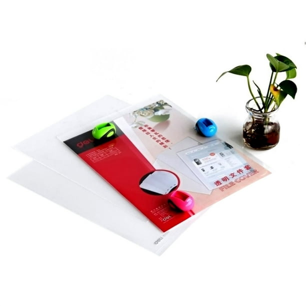 Pochette papier plastique avec bouton DELI A4 Transparent ROUGE