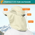 thumbnail image 5 of SUN CUBE Wide Brim Sun Hat with Neck Flap, Fishing Hiking for Men Women Safari, Neck Cover for Outdoor Sun Protection UPF50+ | Beige Cream, 5 of 8
