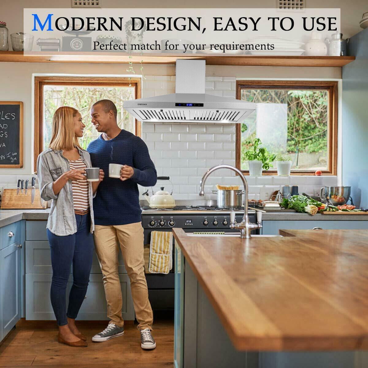 Joeaonz 30 Inch Stainless Steel Wall Mount Range Hood with LED Light & Touch Control