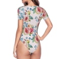 thumbnail image 4 of The Xecao Rose Flowers Women's Crew Neck Body Suit, a short-sleeved bodysuit and basic swimsuit, both comfort and style for dating and daily life, 4 of 9