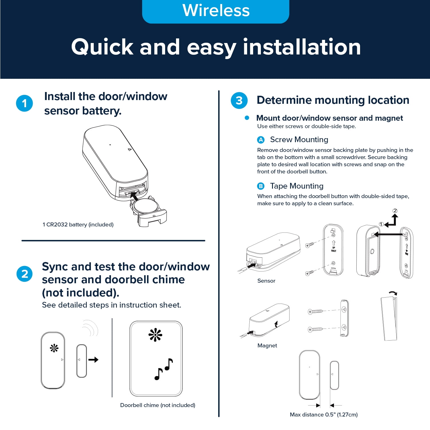 Globe Electric Heath Zenith White Plastic Wireless Battery-Operated Door/Window Sensor