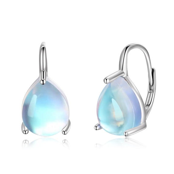 Teardrop Moonstone Leverback Earrings 925 Sterling Silver Moonstone Earrings for Women Birthday