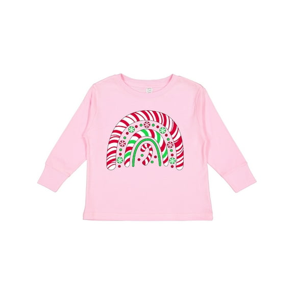 Inktastic Peppermint Rainbow with Candy Cane Boys or Girls Long Sleeve Toddler T-Shirt