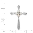 thumbnail image 3 of Sterling Silver Rhod Plated Diamond FW Cultured Pearl Cross Pendant QP3189, 3 of 4