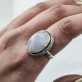 thumbnail image 4 of Natural Rainbow Moonstone Ring, Blue Fire Moonstone Ring, June Birthstone, Simple Band, 925 Sterling Silver, Womens Ring, Christmas, Thanksgiving, Handmade, Statement Jewelry, Natural Gemstone Ring, 4 of 7