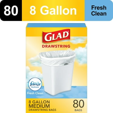 Glad Drawstring Medium Scented Trash Bags, 8 Gallon, 80 Bags