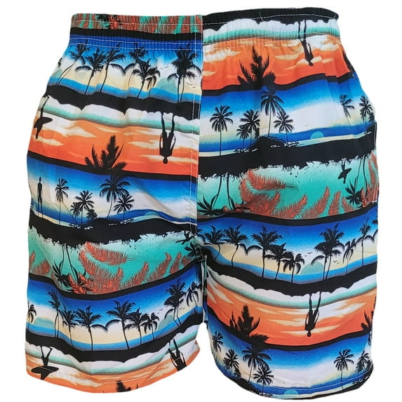 Men's Elastic Waist Swim Shorts, Swimming Trunks, Board Beach Swimwear, Bathing Suit w/ Two Side Packets, Inside Drawstring & Inner Mesh Lining