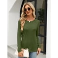 thumbnail image 5 of FUNING  Women's Color Block Tops Casual Long Sleeve Tunic Round Neck Pullover Shirts, 5 of 6