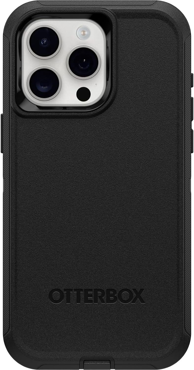 OtterBox iPhone 15 Pro Max Only - Defender Series Case - Black - Screenless - Rugged & Durable - with Port Protection - Holster Clip includes - Non-Retail Packaging