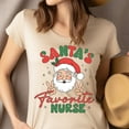 thumbnail image 4 of Santa’s Favorite Nurse T-Shirt for Women, Funny Christmas Graphic Tee, Navy, Size XL, 4 of 6